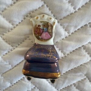 Gold and Brown Ceramic Chair Figurine